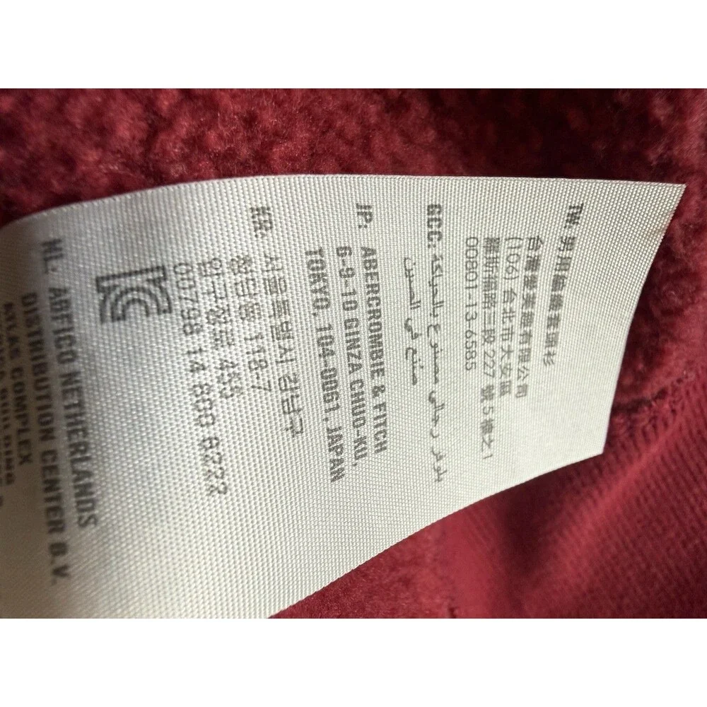 🔥Y2K Hollister Hoodie Mens XS Red Fleece Pullover Spellout Logo Sweatshirt A&F